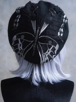Chapeau Lolita Steampunk Accessoire Noir Motif Papillon Lolita Polyester