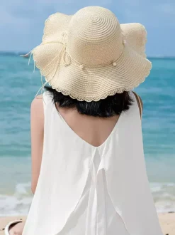 Chapeau de paille à large bord pour femme protection solaire idéal pour la plage collection été 2026