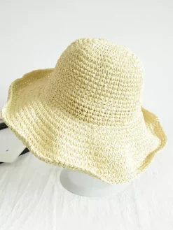 Chapeau de paille tissé d'été pour femme chapeau de plage pliable protection solaire 2026