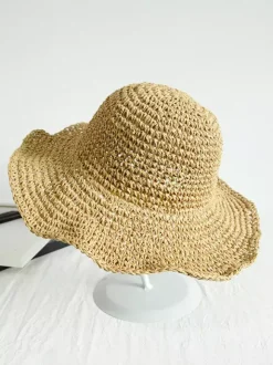 Chapeau de paille tissé d'été pour femme chapeau de plage pliable protection solaire 2026