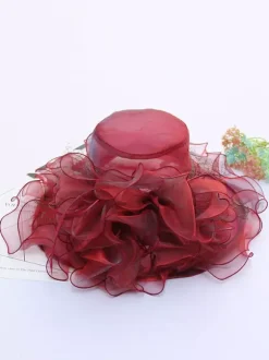 Chapeau d'église élégant en maille pour femme chapeau de soleil à fleurs en soie