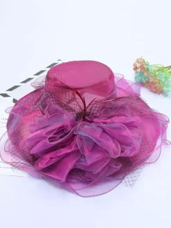 Chapeau d'église élégant en maille pour femme chapeau de soleil à fleurs en soie