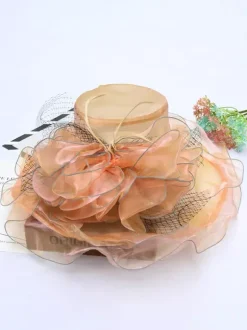 Chapeau d'église élégant en maille pour femme chapeau de soleil à fleurs en soie