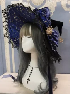 Chapeau gothique Lolita Rose N艙uds Volants Accessoire Dentelle Polyester Accessoires Lolita