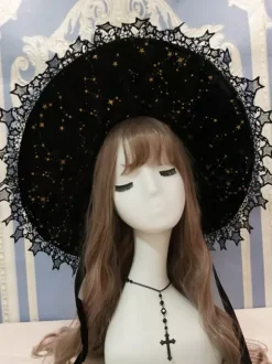 Chapeau gothique Lolita Rose N艙uds Volants Accessoire Dentelle Polyester Accessoires Lolita