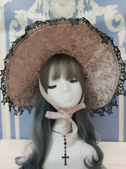 Chapeau gothique Lolita Rose N艙uds Volants Accessoire Dentelle Polyester Accessoires Lolita