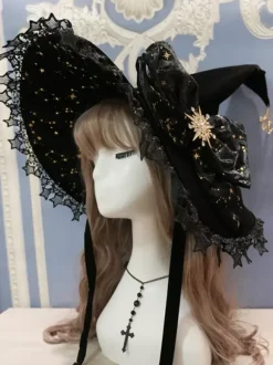 Chapeau gothique Lolita Rose N艙uds Volants Accessoire Dentelle Polyester Accessoires Lolita