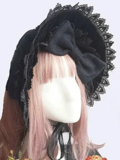 Chapeau Lolita Classique Infanta Accessoire Noeuds Noirs Accessoires Lolita