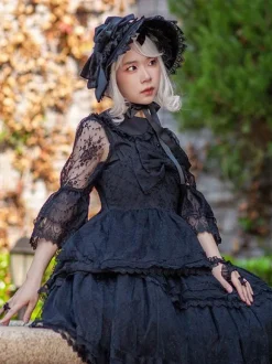 Chapeau Lolita Classique Infanta Accessoire Noeuds Noirs Accessoires Lolita