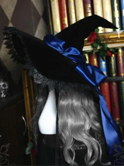 Chapeau Lolita Gothique Arcs Accessoire Dentelle Arc En Dentelle Polyester Violet Lolita Chapeau De Sorcière