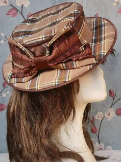 Chapeau Lolita style ROCOCO Infanta n艙uds marron accessoire rayures plaid polyester accessoires Lolita