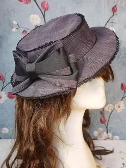 Chapeau Lolita style ROCOCO Infanta n艙uds marron accessoire rayures plaid polyester accessoires Lolita