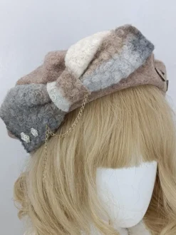Chapeau Mignonne Lolita Accessoire N艙uds Taupe en Polyester