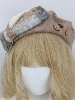 Chapeau Mignonne Lolita Accessoire N艙uds Taupe en Polyester