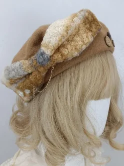 Chapeau Mignonne Lolita Accessoire N艙uds Taupe en Polyester