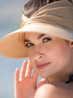 Chapeau pare-soleil à large bord pour femme protection UV UPF 50 élastique creux été 2026