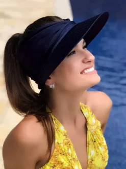 Chapeau pare-soleil à large bord pour femme protection UV UPF 50 élastique creux été 2026