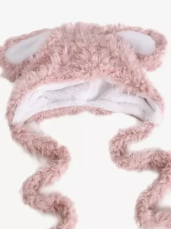 Chapeau Sweet Lolita avec oreilles de lapin roses et peluche chaude