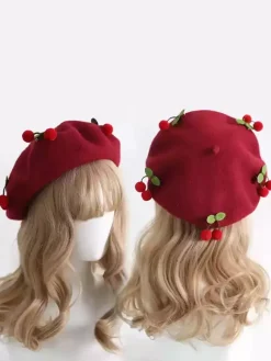 Chapeau Sweet Lolita Rouge Accessoire Accessoires Lolita en Polyester