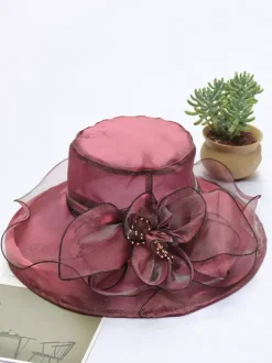 Chapeaux bibi pour femmes chapeaux romantiques en organza et soie avec fleurs pour le thé
