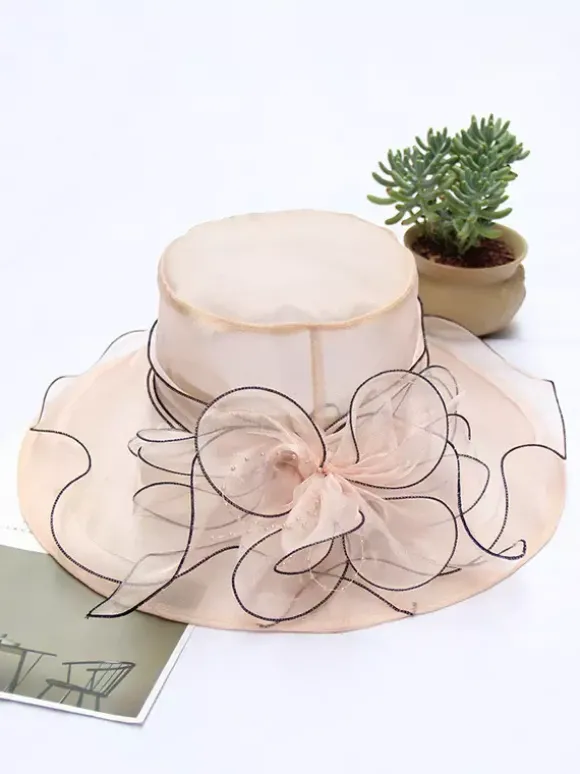 Chapeaux bibi pour femmes chapeaux romantiques en organza et soie avec fleurs pour le thé
