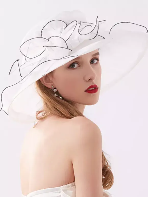 Chapeaux bibi pour femmes chapeaux romantiques en organza et soie avec fleurs pour le thé