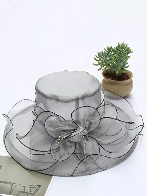 Chapeaux bibi pour femmes chapeaux romantiques en organza et soie avec fleurs pour le thé