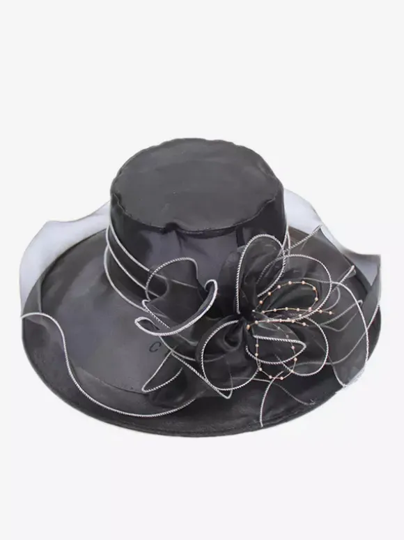 Chapeaux bibi pour femmes chapeaux romantiques en organza et soie avec fleurs pour le thé