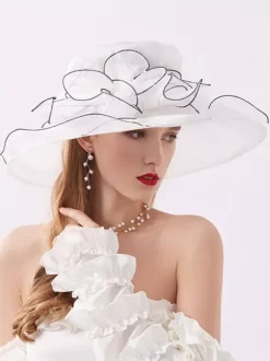 Chapeaux bibi pour femmes chapeaux romantiques en organza et soie avec fleurs pour le thé