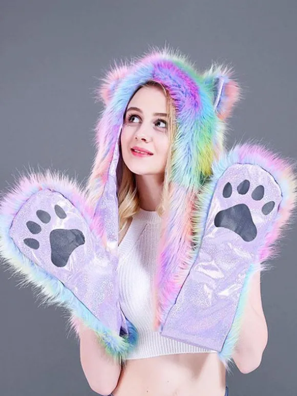 Chapeaux Femme Écharpe Fausse Fourrure Ombre Polyester Casquettes