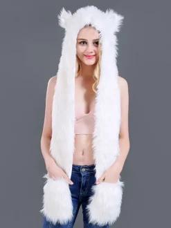 Chapeaux Femme Écharpe Fausse Fourrure Ombre Polyester Casquettes