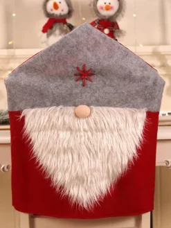 Chapeaux de Noël gris Fibre de polyester Costumes de vacances de Noël rouge