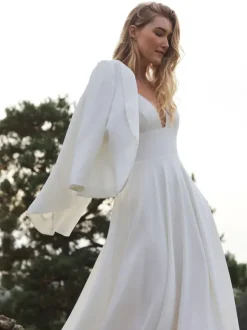 Écharpe de mariage Ivoire Manches longues Col en V Tops Couverture de mariée