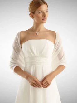 Écharpe de mariage Ivoire demi-manches capes en mousseline de soie couverture de mariée