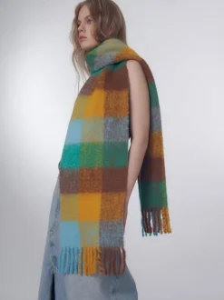 Écharpe en laine Longue femmes franges à carreaux accessoires chauds d'hiver