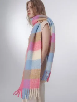 Écharpe en laine Longue femmes franges à carreaux accessoires chauds d'hiver