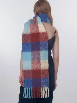 Écharpe en laine Longue femmes franges à carreaux accessoires chauds d'hiver