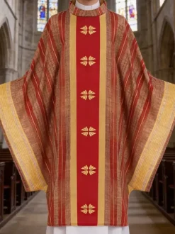 Chasuble de prêtre gothique verte avec croix brodée pour la messe style médiéval rétro vêtements liturgiques pour le clergé