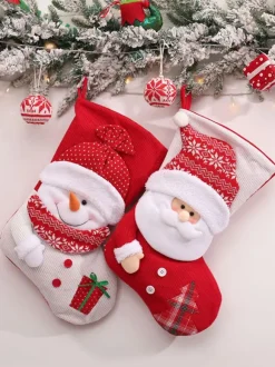 Chaussettes de Noël rouges Fibre de polyester Costumes de vacances de Noël
