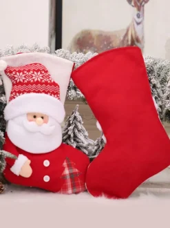 Chaussettes de Noël rouges Fibre de polyester Costumes de vacances de Noël