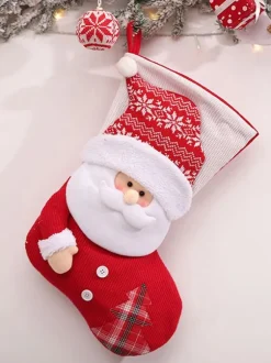 Chaussettes de Noël rouges Fibre de polyester Costumes de vacances de Noël