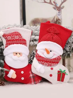 Chaussettes de Noël rouges Fibre de polyester Costumes de vacances de Noël