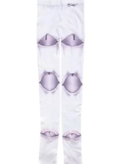 Chaussettes lolita blanches en velours impression imprimé fleuries Déguisements Halloween