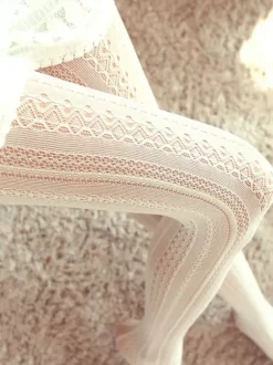 Chaussettes Lolita blanches synthétique Déguisements Halloween