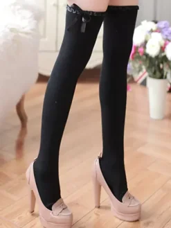 Chaussettes lolita en mélange poly/coton impression avec noeud Déguisements Halloween