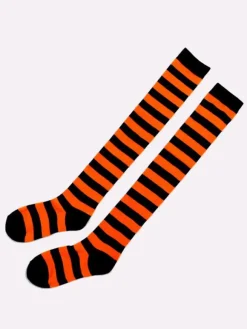 Chaussettes lolita en orlon avec rayure Déguisements Halloween