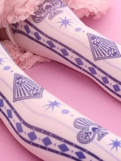Chaussettes Lolita Gothiques Bas Lolita Imprimé Velours Bleu Foncé