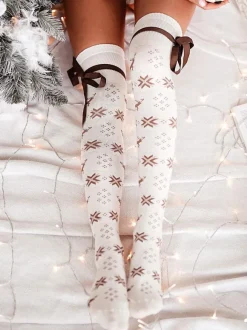Chaussettes Longues Motif Noël N艙ud