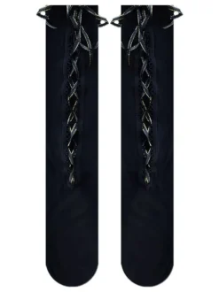 Chaussettes Avec N艙ud Lolita Noires Accessoire À Lacets Lolita Gothiques En Polyester