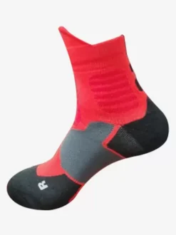 Chaussettes De Sport Épaisses Basket-Ball Blanches Rouges Respirantes Lot De 3 Paires Adultes Enfants Entraînement